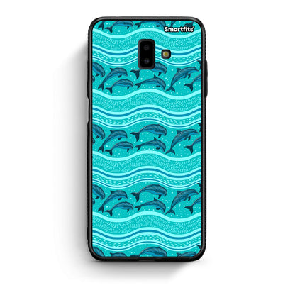 samsung J6+ Swimming Dolphins θήκη από τη Smartfits με σχέδιο στο πίσω μέρος και μαύρο περίβλημα | Smartphone case with colorful back and black bezels by Smartfits