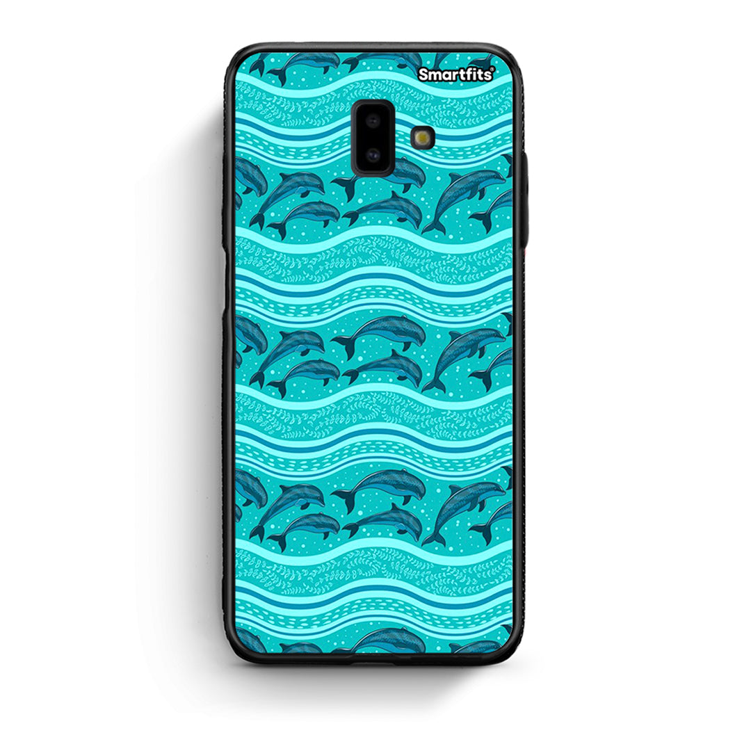 samsung J6+ Swimming Dolphins θήκη από τη Smartfits με σχέδιο στο πίσω μέρος και μαύρο περίβλημα | Smartphone case with colorful back and black bezels by Smartfits