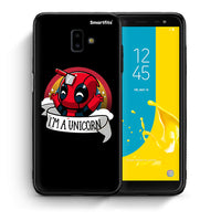 Thumbnail for Θήκη Samsung J6+ Unicorn Deadpool από τη Smartfits με σχέδιο στο πίσω μέρος και μαύρο περίβλημα | Samsung J6+ Unicorn Deadpool case with colorful back and black bezels