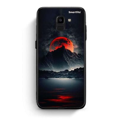 samsung J6 Red Full Moon θήκη από τη Smartfits με σχέδιο στο πίσω μέρος και μαύρο περίβλημα | Smartphone case with colorful back and black bezels by Smartfits