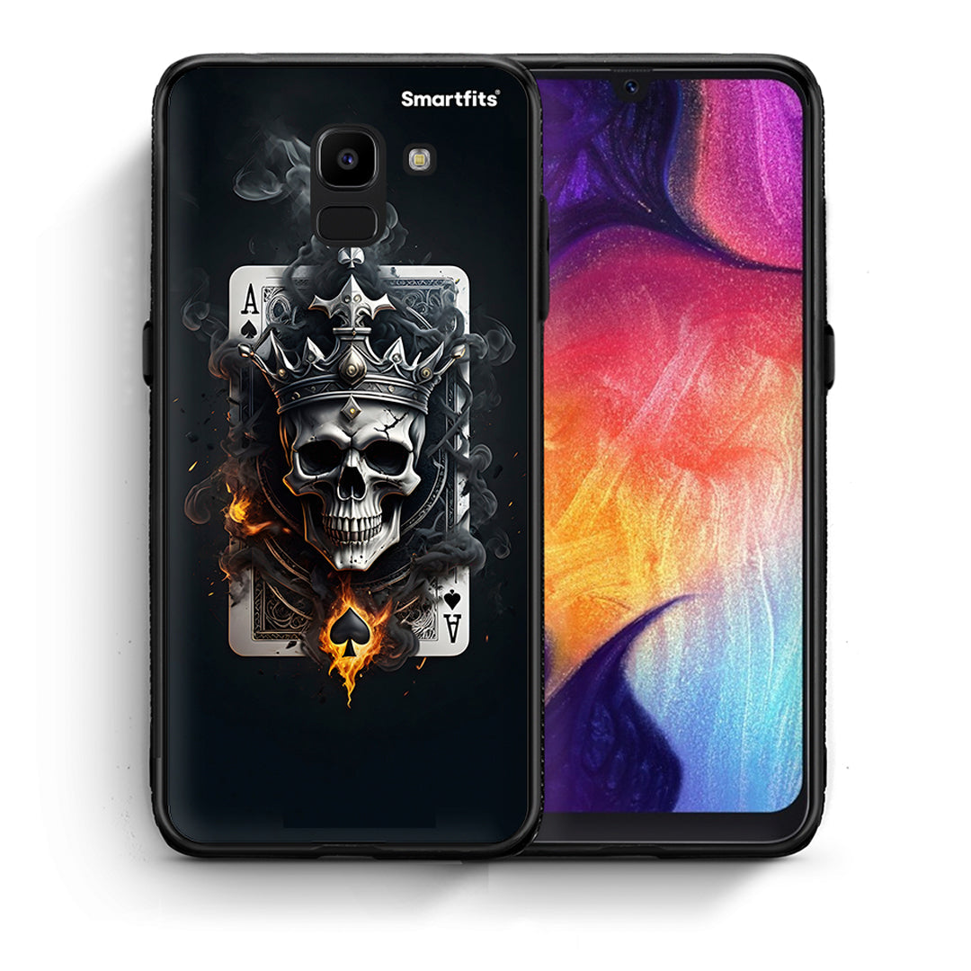 Θήκη Samsung J6 Skull King Ace από τη Smartfits με σχέδιο στο πίσω μέρος και μαύρο περίβλημα | Samsung J6 Skull King Ace case with colorful back and black bezels