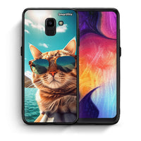 Thumbnail for Θήκη Samsung J6 Summer Cat από τη Smartfits με σχέδιο στο πίσω μέρος και μαύρο περίβλημα | Samsung J6 Summer Cat case with colorful back and black bezels