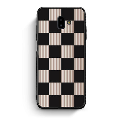Θήκη Samsung Galaxy J6+ Black and Taupe Striped Checks από τη Smartfits με σχέδιο στο πίσω μέρος και μαύρο περίβλημα | Samsung Galaxy J6+ Black and Taupe Striped Checks case with colorful back and black bezels