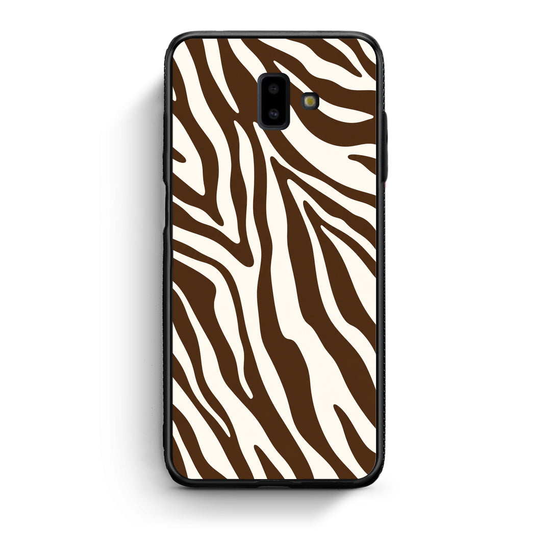 Θήκη Samsung Galaxy J6+ Brown and Cream Zebra Stripes από τη Smartfits με σχέδιο στο πίσω μέρος και μαύρο περίβλημα | Samsung Galaxy J6+ Brown and Cream Zebra Stripes case with colorful back and black bezels