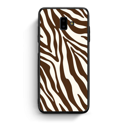 Θήκη Samsung Galaxy J6+ Brown and Cream Zebra Stripes από τη Smartfits με σχέδιο στο πίσω μέρος και μαύρο περίβλημα | Samsung Galaxy J6+ Brown and Cream Zebra Stripes case with colorful back and black bezels