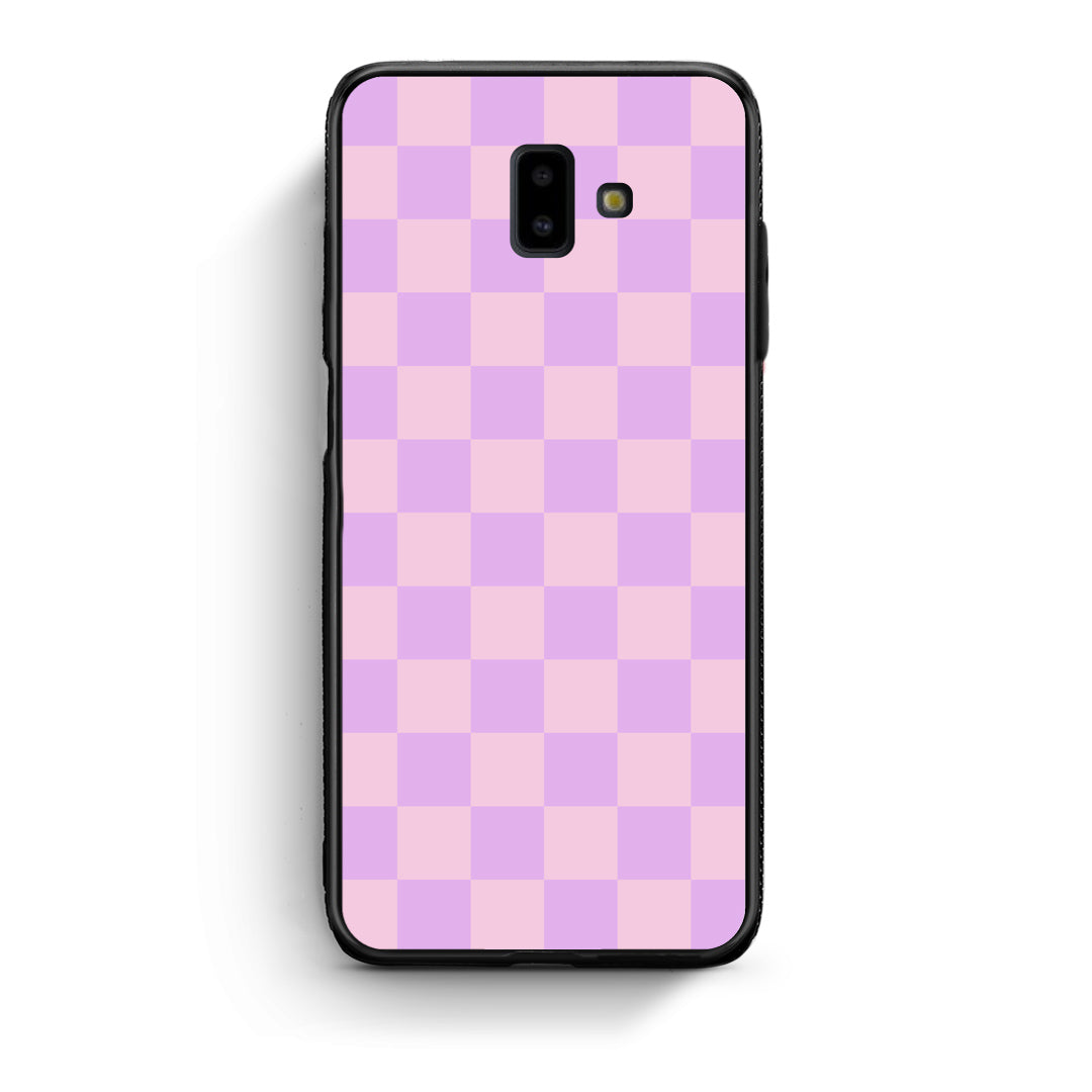 Θήκη Samsung Galaxy J6+ Lavender and Pink Checkerboard από τη Smartfits με σχέδιο στο πίσω μέρος και μαύρο περίβλημα | Samsung Galaxy J6+ Lavender and Pink Checkerboard case with colorful back and black bezels