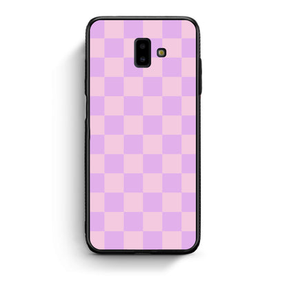 Θήκη Samsung Galaxy J6+ Lavender and Pink Checkerboard από τη Smartfits με σχέδιο στο πίσω μέρος και μαύρο περίβλημα | Samsung Galaxy J6+ Lavender and Pink Checkerboard case with colorful back and black bezels