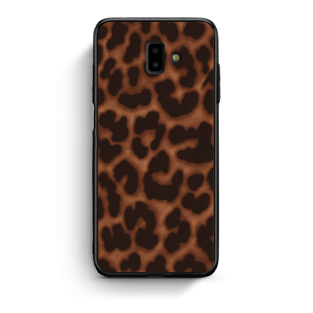 Θήκη Samsung Galaxy J6+ Leopard Print Dark Brown από τη Smartfits με σχέδιο στο πίσω μέρος και μαύρο περίβλημα | Samsung Galaxy J6+ Leopard Print Dark Brown case with colorful back and black bezels