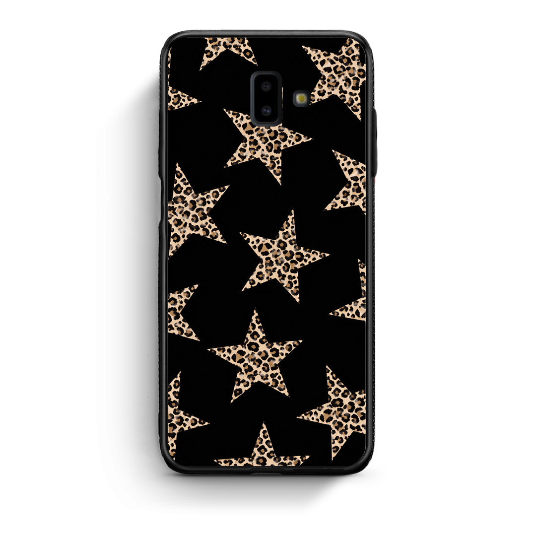 Θήκη Samsung Galaxy J6+ Leopard Stars on Black από τη Smartfits με σχέδιο στο πίσω μέρος και μαύρο περίβλημα | Samsung Galaxy J6+ Leopard Stars on Black case with colorful back and black bezels