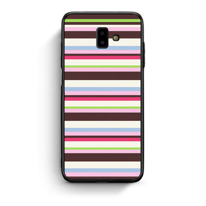 Θήκη Samsung Galaxy J6+ Multicolour Horizontal Stripes από τη Smartfits με σχέδιο στο πίσω μέρος και μαύρο περίβλημα | Samsung Galaxy J6+ Multicolour Horizontal Stripes case with colorful back and black bezels