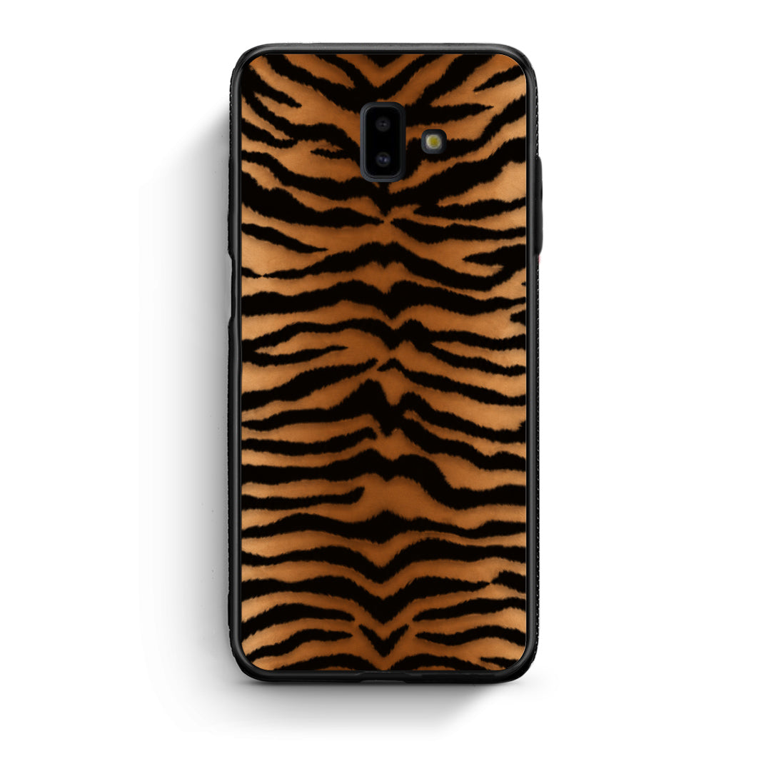 Θήκη Samsung Galaxy J6+ Tiger Print Orange and Black από τη Smartfits με σχέδιο στο πίσω μέρος και μαύρο περίβλημα | Samsung Galaxy J6+ Tiger Print Orange and Black case with colorful back and black bezels