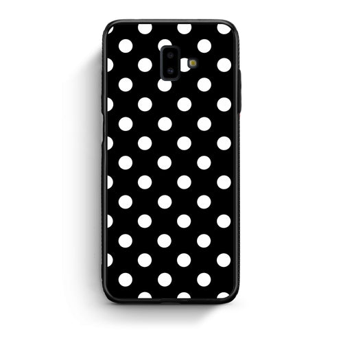 Θήκη Samsung Galaxy J6+ White Polka Dots on Black από τη Smartfits με σχέδιο στο πίσω μέρος και μαύρο περίβλημα | Samsung Galaxy J6+ White Polka Dots on Black case with colorful back and black bezels