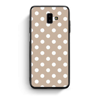 Θήκη Samsung Galaxy J6+ White Polka Dots on Taupe από τη Smartfits με σχέδιο στο πίσω μέρος και μαύρο περίβλημα | Samsung Galaxy J6+ White Polka Dots on Taupe case with colorful back and black bezels