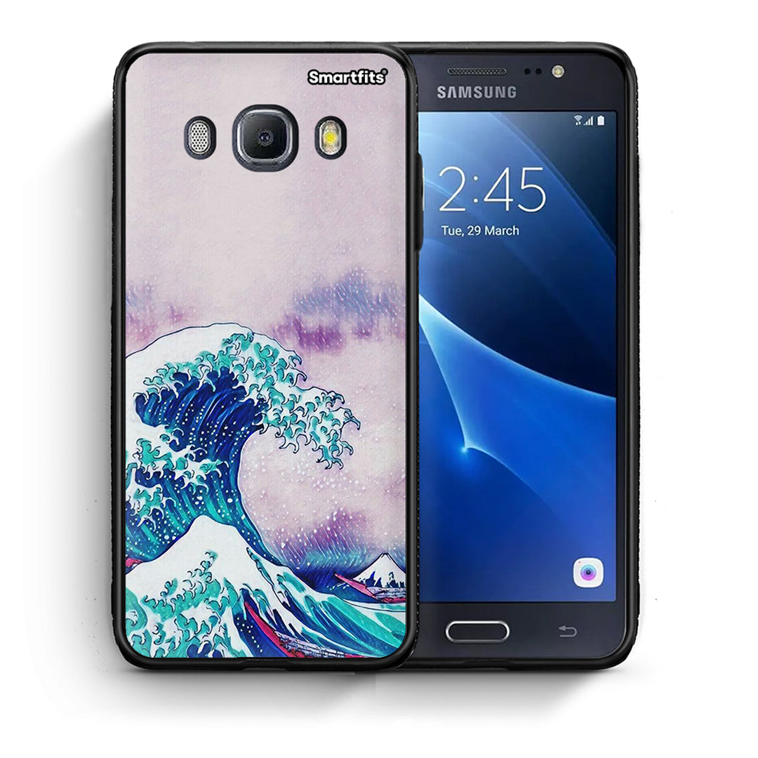 Θήκη Samsung J7 2016 Blue Waves από τη Smartfits με σχέδιο στο πίσω μέρος και μαύρο περίβλημα | Samsung J7 2016 Blue Waves case with colorful back and black bezels
