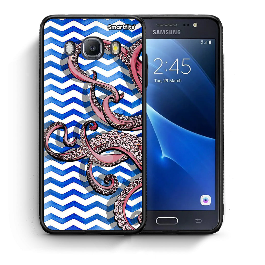 Θήκη Samsung J7 2016 Chevron Devilfish από τη Smartfits με σχέδιο στο πίσω μέρος και μαύρο περίβλημα | Samsung J7 2016 Chevron Devilfish case with colorful back and black bezels