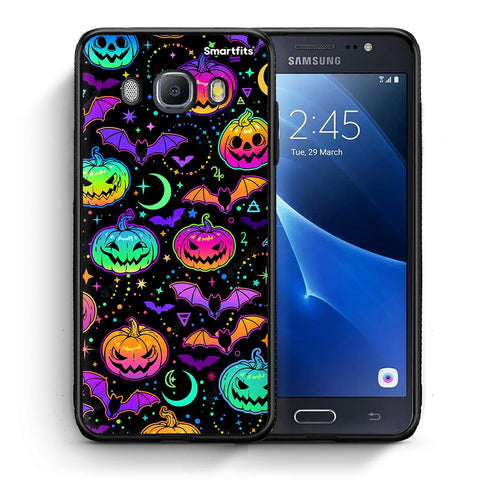 Θήκη Samsung J7 2016 Neon Halloween από τη Smartfits με σχέδιο στο πίσω μέρος και μαύρο περίβλημα | Samsung J7 2016 Neon Halloween case with colorful back and black bezels