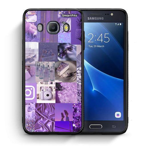 Θήκη Samsung J7 2016 Purple Aesthetic Collage από τη Smartfits με σχέδιο στο πίσω μέρος και μαύρο περίβλημα | Samsung J7 2016 Purple Aesthetic Collage case with colorful back and black bezels