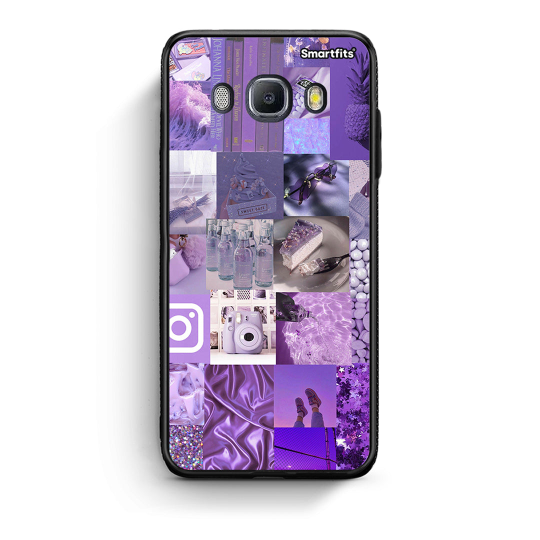Samsung J7 2016 Purple Aesthetic Collage θήκη από τη Smartfits με σχέδιο στο πίσω μέρος και μαύρο περίβλημα | Smartphone case with colorful back and black bezels by Smartfits