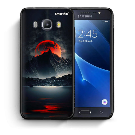 Θήκη Samsung J7 2016 Red Full Moon από τη Smartfits με σχέδιο στο πίσω μέρος και μαύρο περίβλημα | Samsung J7 2016 Red Full Moon case with colorful back and black bezels