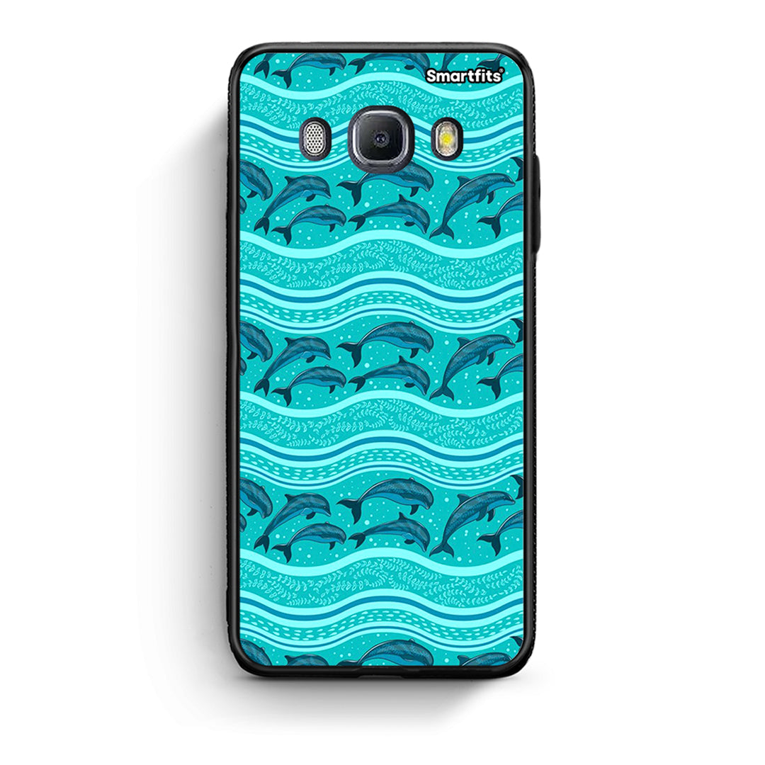 Samsung J7 2016 Swimming Dolphins θήκη από τη Smartfits με σχέδιο στο πίσω μέρος και μαύρο περίβλημα | Smartphone case with colorful back and black bezels by Smartfits