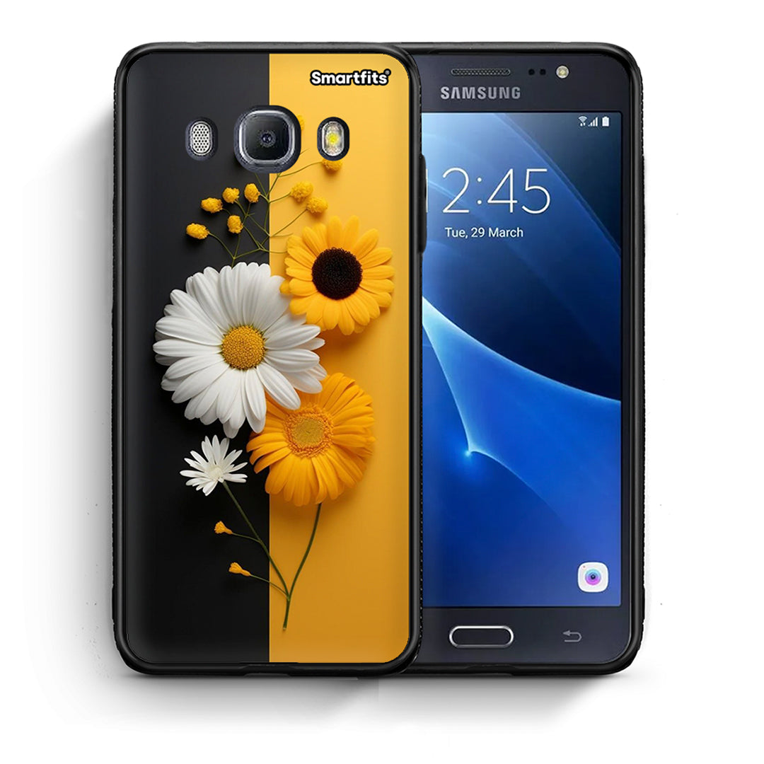 Θήκη Samsung J7 2016 Yellow Daisies από τη Smartfits με σχέδιο στο πίσω μέρος και μαύρο περίβλημα | Samsung J7 2016 Yellow Daisies case with colorful back and black bezels