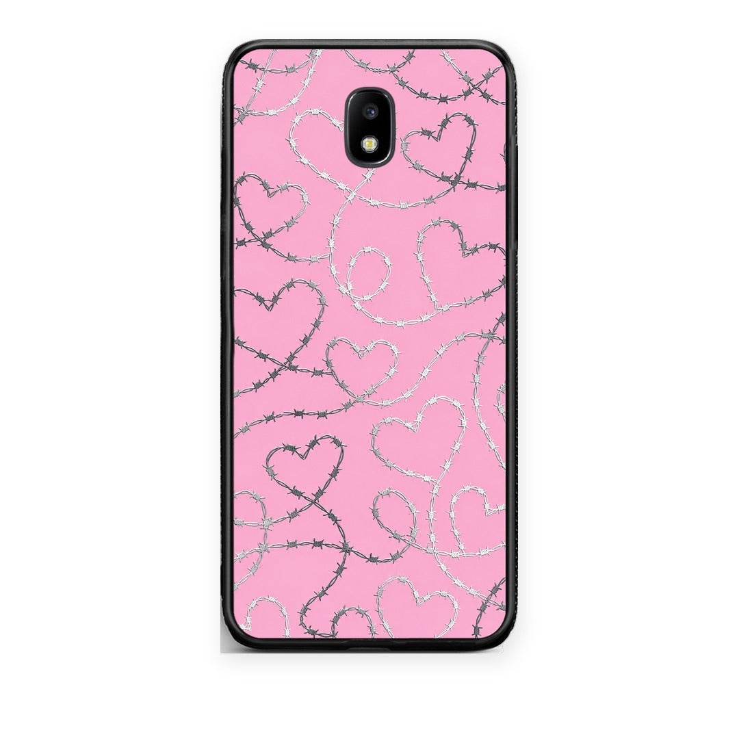 Θήκη Samsung Galaxy J5 2017 Barbed Wire Hearts on Pink από τη Smartfits με σχέδιο στο πίσω μέρος και μαύρο περίβλημα | Samsung Galaxy J5 2017 Barbed Wire Hearts on Pink case with colorful back and black bezels