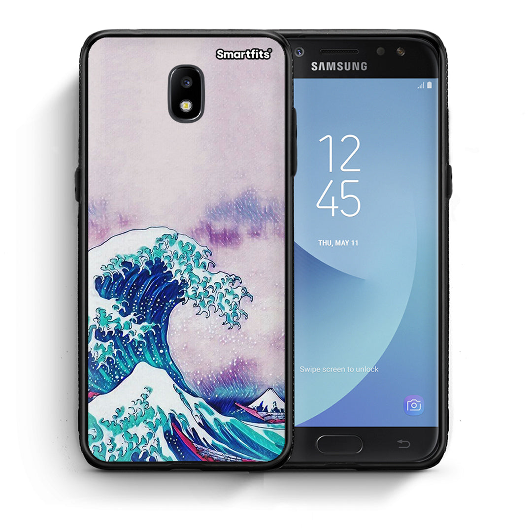 Θήκη Samsung J7 2017 Blue Waves από τη Smartfits με σχέδιο στο πίσω μέρος και μαύρο περίβλημα | Samsung J7 2017 Blue Waves case with colorful back and black bezels