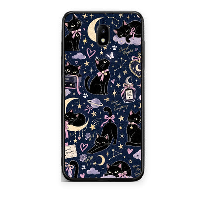 Θήκη Samsung Galaxy J5 2017 Celestial Black Cats on Navy από τη Smartfits με σχέδιο στο πίσω μέρος και μαύρο περίβλημα | Samsung Galaxy J5 2017 Celestial Black Cats on Navy case with colorful back and black bezels
