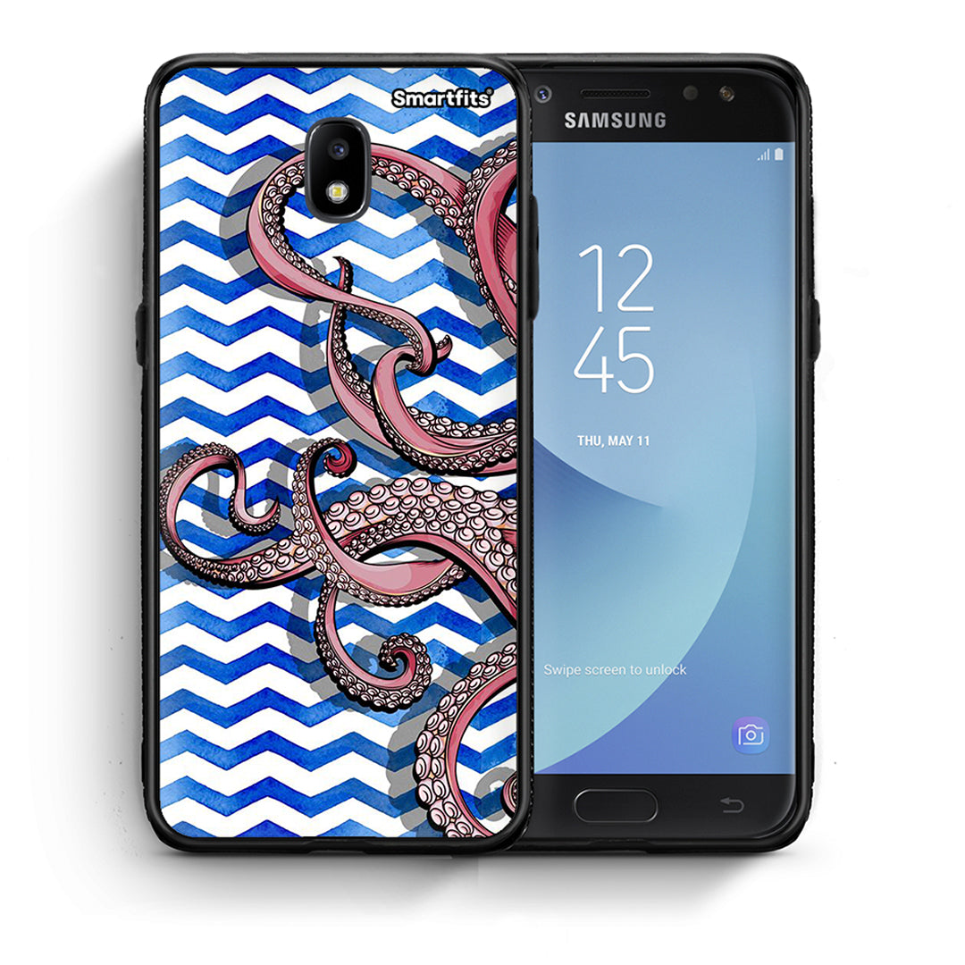 Θήκη Samsung J7 2017 Chevron Devilfish από τη Smartfits με σχέδιο στο πίσω μέρος και μαύρο περίβλημα | Samsung J7 2017 Chevron Devilfish case with colorful back and black bezels