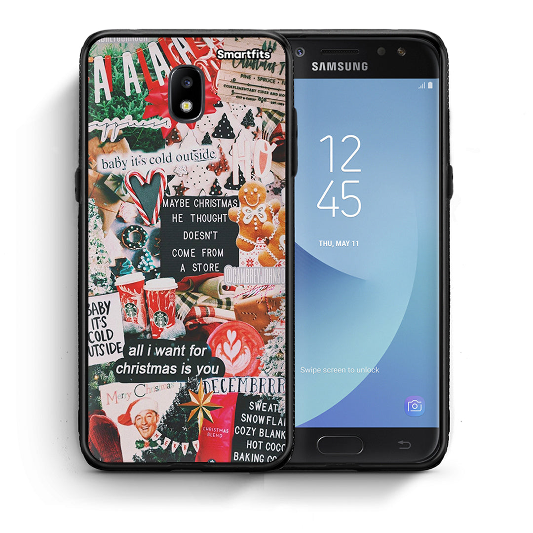 Θήκη Samsung J7 2017 Christmas Happiness από τη Smartfits με σχέδιο στο πίσω μέρος και μαύρο περίβλημα | Samsung J7 2017 Christmas Happiness case with colorful back and black bezels