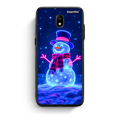Samsung J7 2017 Christmas Neon Snowman θήκη από τη Smartfits με σχέδιο στο πίσω μέρος και μαύρο περίβλημα | Smartphone case with colorful back and black bezels by Smartfits