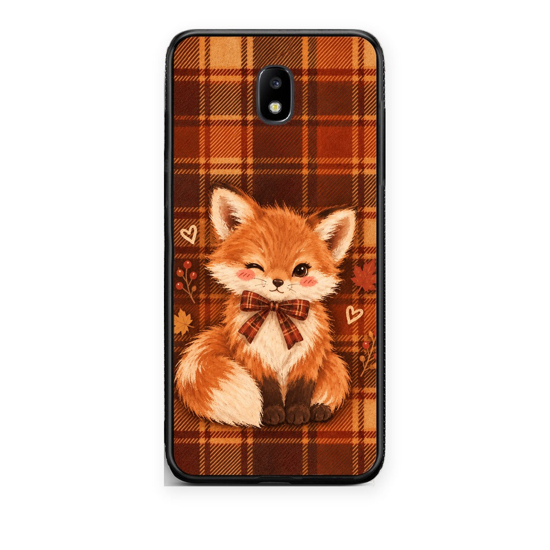 Θήκη Samsung Galaxy J5 2017 Fox on Autumn Tartan από τη Smartfits με σχέδιο στο πίσω μέρος και μαύρο περίβλημα | Samsung Galaxy J5 2017 Fox on Autumn Tartan case with colorful back and black bezels