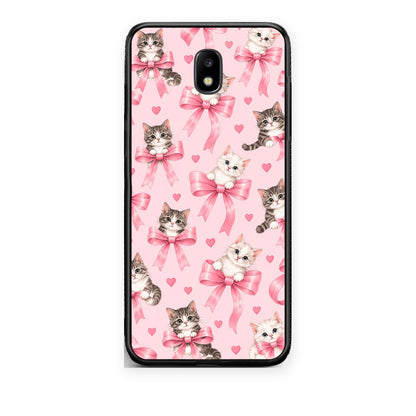 Θήκη Samsung Galaxy J5 2017 Kittens and Pink Bows on Pink από τη Smartfits με σχέδιο στο πίσω μέρος και μαύρο περίβλημα | Samsung Galaxy J5 2017 Kittens and Pink Bows on Pink case with colorful back and black bezels