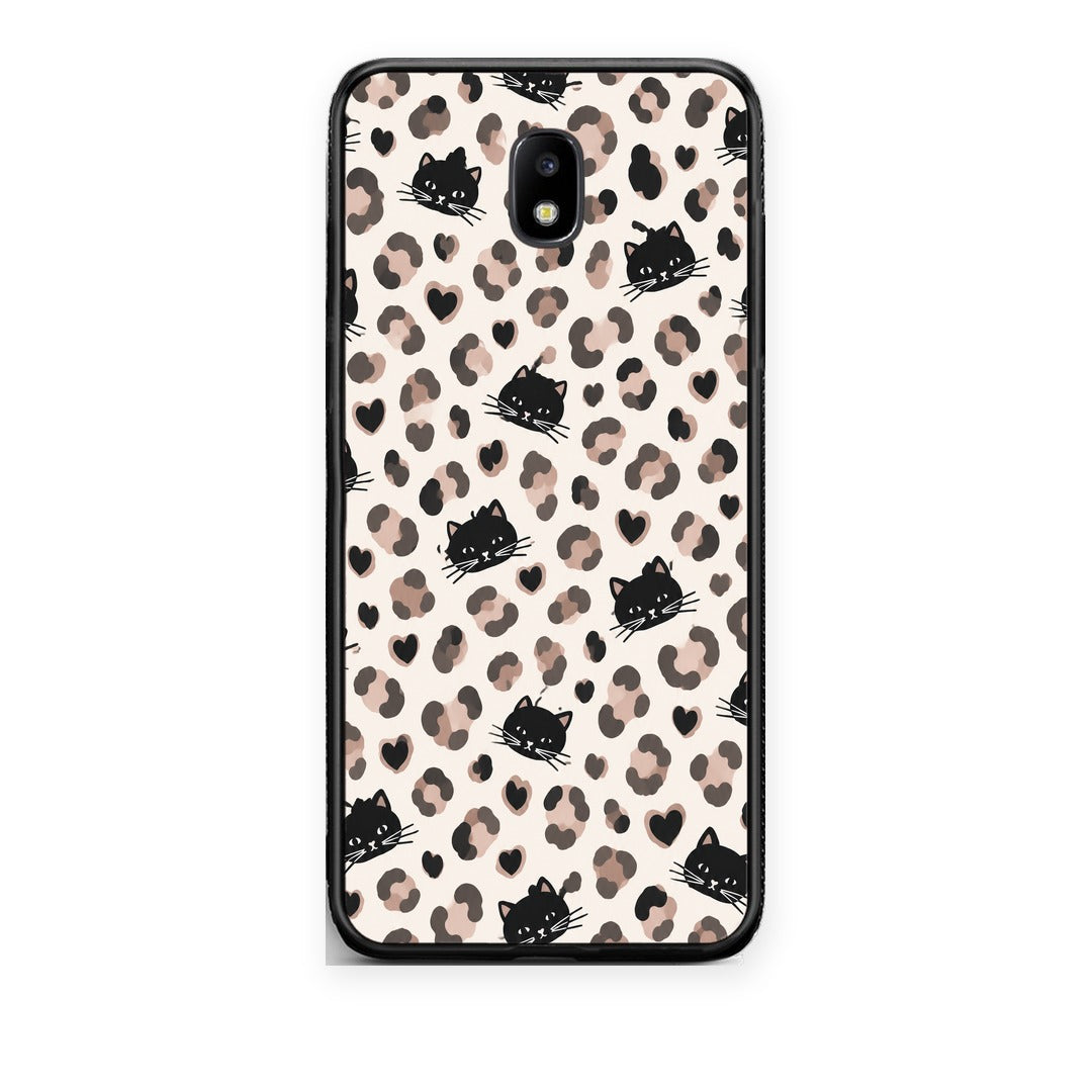 Θήκη Samsung Galaxy J5 2017 Leopard Spots and Black Cats on Cream από τη Smartfits με σχέδιο στο πίσω μέρος και μαύρο περίβλημα | Samsung Galaxy J5 2017 Leopard Spots and Black Cats on Cream case with colorful back and black bezels