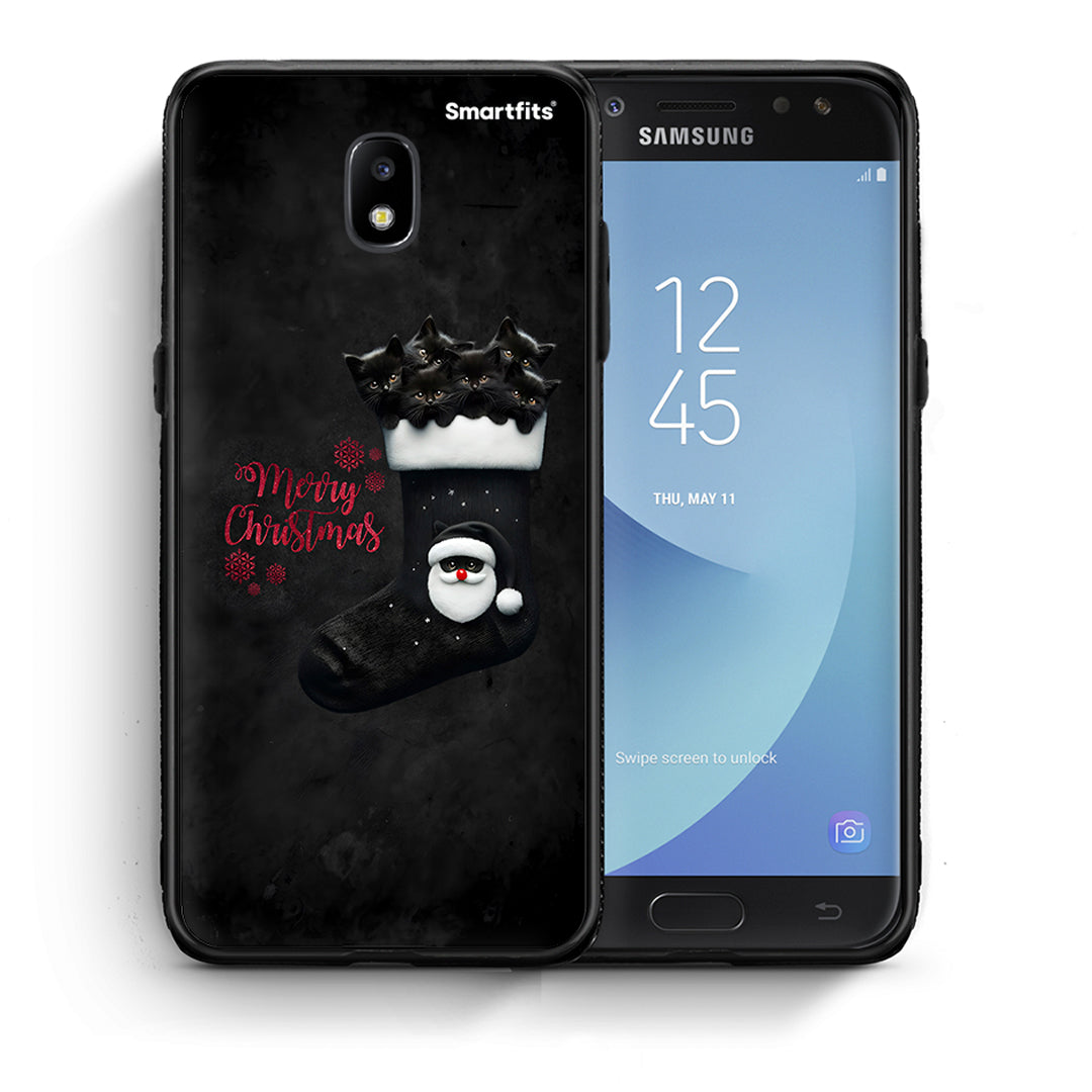 Θήκη Samsung J5 2017 Merry Cat Christmas από τη Smartfits με σχέδιο στο πίσω μέρος και μαύρο περίβλημα | Samsung J5 2017 Merry Cat Christmas case with colorful back and black bezels