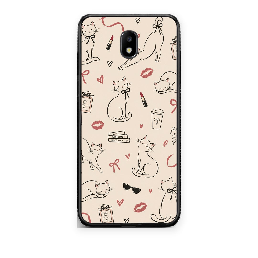Θήκη Samsung Galaxy J5 2017 Minimal Cat and Fashion Doodles on Cream από τη Smartfits με σχέδιο στο πίσω μέρος και μαύρο περίβλημα | Samsung Galaxy J5 2017 Minimal Cat and Fashion Doodles on Cream case with colorful back and black bezels