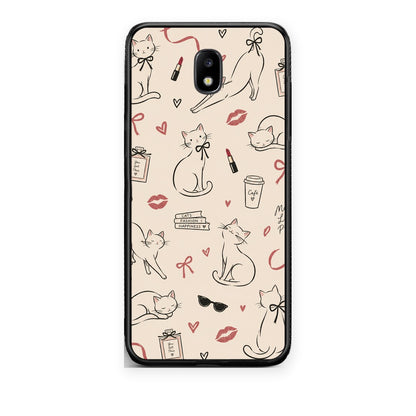 Θήκη Samsung Galaxy J5 2017 Minimal Cat and Fashion Doodles on Cream από τη Smartfits με σχέδιο στο πίσω μέρος και μαύρο περίβλημα | Samsung Galaxy J5 2017 Minimal Cat and Fashion Doodles on Cream case with colorful back and black bezels