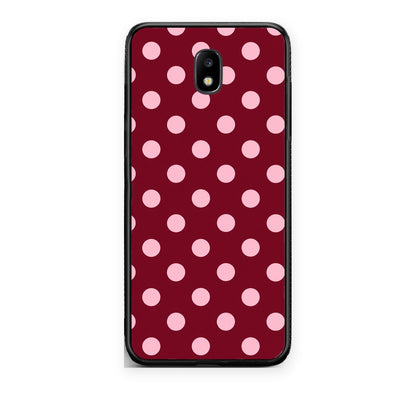 Θήκη Samsung Galaxy J5 2017 Pink Polka Dots on Burgundy από τη Smartfits με σχέδιο στο πίσω μέρος και μαύρο περίβλημα | Samsung Galaxy J5 2017 Pink Polka Dots on Burgundy case with colorful back and black bezels