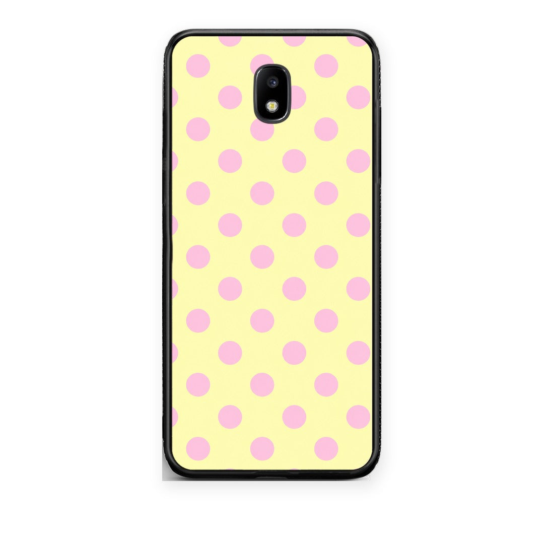 Θήκη Samsung Galaxy J5 2017 Pink Polka Dots on Yellow από τη Smartfits με σχέδιο στο πίσω μέρος και μαύρο περίβλημα | Samsung Galaxy J5 2017 Pink Polka Dots on Yellow case with colorful back and black bezels