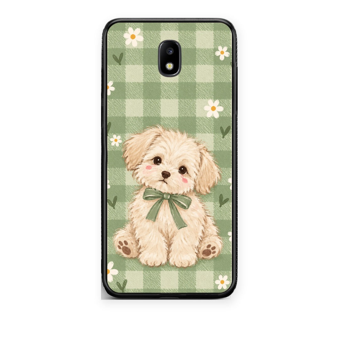 Θήκη Samsung Galaxy J5 2017 Puppy and Daisies on Sage Gingham από τη Smartfits με σχέδιο στο πίσω μέρος και μαύρο περίβλημα | Samsung Galaxy J5 2017 Puppy and Daisies on Sage Gingham case with colorful back and black bezels