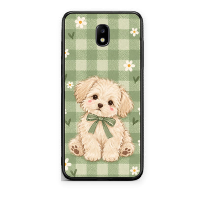 Θήκη Samsung Galaxy J5 2017 Puppy and Daisies on Sage Gingham από τη Smartfits με σχέδιο στο πίσω μέρος και μαύρο περίβλημα | Samsung Galaxy J5 2017 Puppy and Daisies on Sage Gingham case with colorful back and black bezels