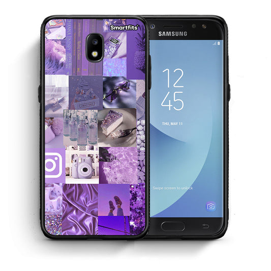 Θήκη Samsung J5 2017 Purple Aesthetic Collage από τη Smartfits με σχέδιο στο πίσω μέρος και μαύρο περίβλημα | Samsung J5 2017 Purple Aesthetic Collage case with colorful back and black bezels