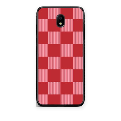 Θήκη Samsung Galaxy J5 2017 Red and Pink Striped Checks από τη Smartfits με σχέδιο στο πίσω μέρος και μαύρο περίβλημα | Samsung Galaxy J5 2017 Red and Pink Striped Checks case with colorful back and black bezels