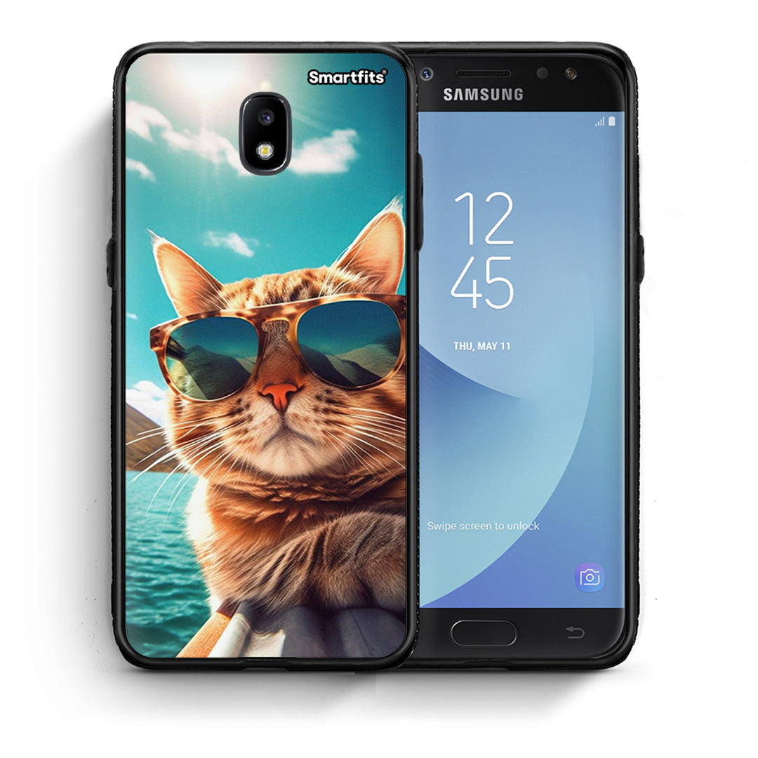 Θήκη Samsung J5 2017 Summer Cat από τη Smartfits με σχέδιο στο πίσω μέρος και μαύρο περίβλημα | Samsung J5 2017 Summer Cat case with colorful back and black bezels