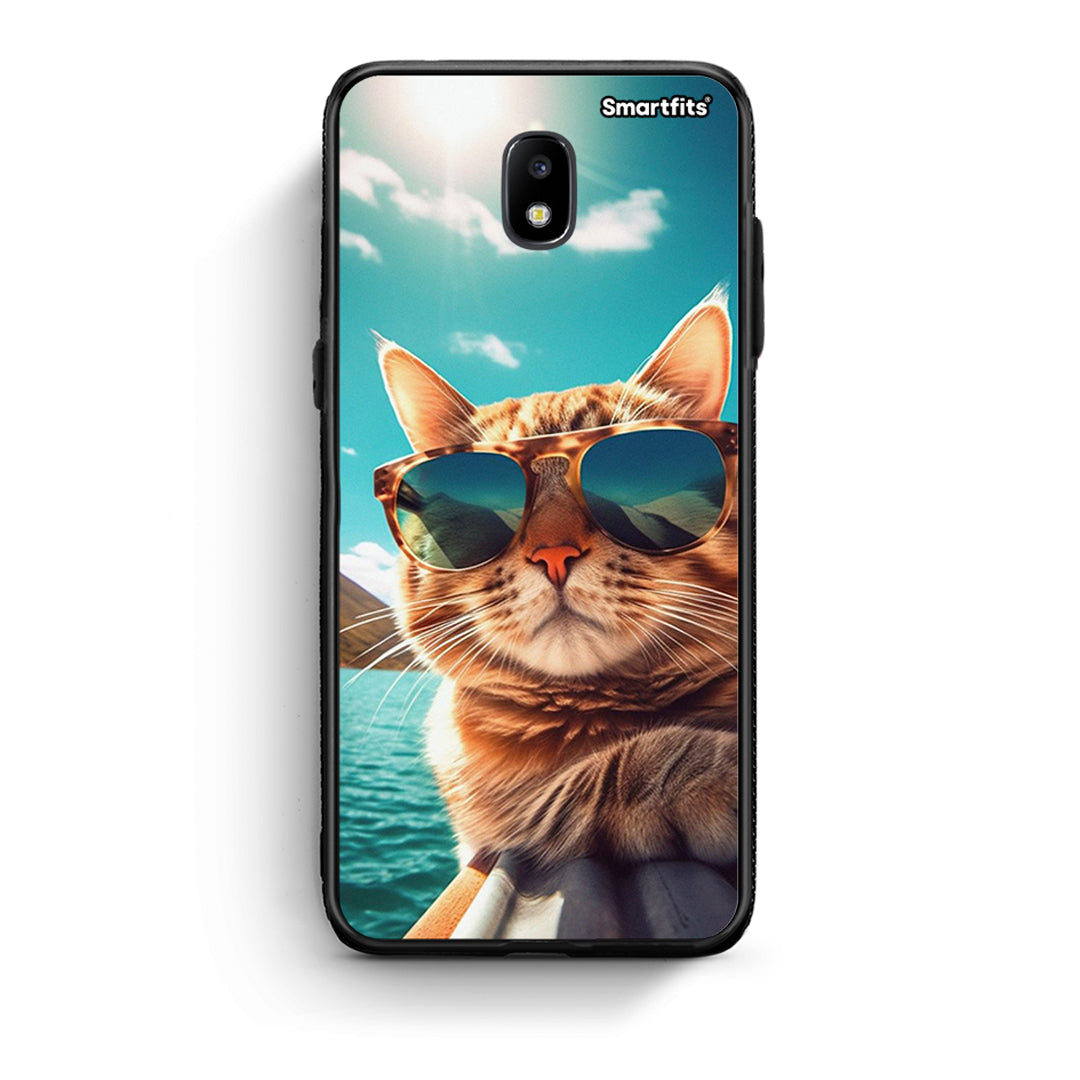 Samsung J7 2017 Summer Cat θήκη από τη Smartfits με σχέδιο στο πίσω μέρος και μαύρο περίβλημα | Smartphone case with colorful back and black bezels by Smartfits