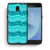 Thumbnail for Θήκη Samsung J7 2017 Swimming Dolphins από τη Smartfits με σχέδιο στο πίσω μέρος και μαύρο περίβλημα | Samsung J7 2017 Swimming Dolphins case with colorful back and black bezels