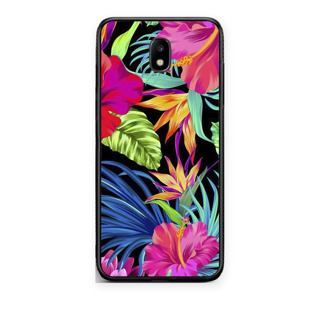 Θήκη Samsung Galaxy J5 2017 Tropical Flowers από τη Smartfits με σχέδιο στο πίσω μέρος και μαύρο περίβλημα | Samsung Galaxy J5 2017 Tropical Flowers case with colorful back and black bezels