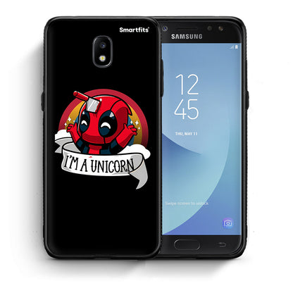 Θήκη Samsung J7 2017 Unicorn Deadpool από τη Smartfits με σχέδιο στο πίσω μέρος και μαύρο περίβλημα | Samsung J7 2017 Unicorn Deadpool case with colorful back and black bezels