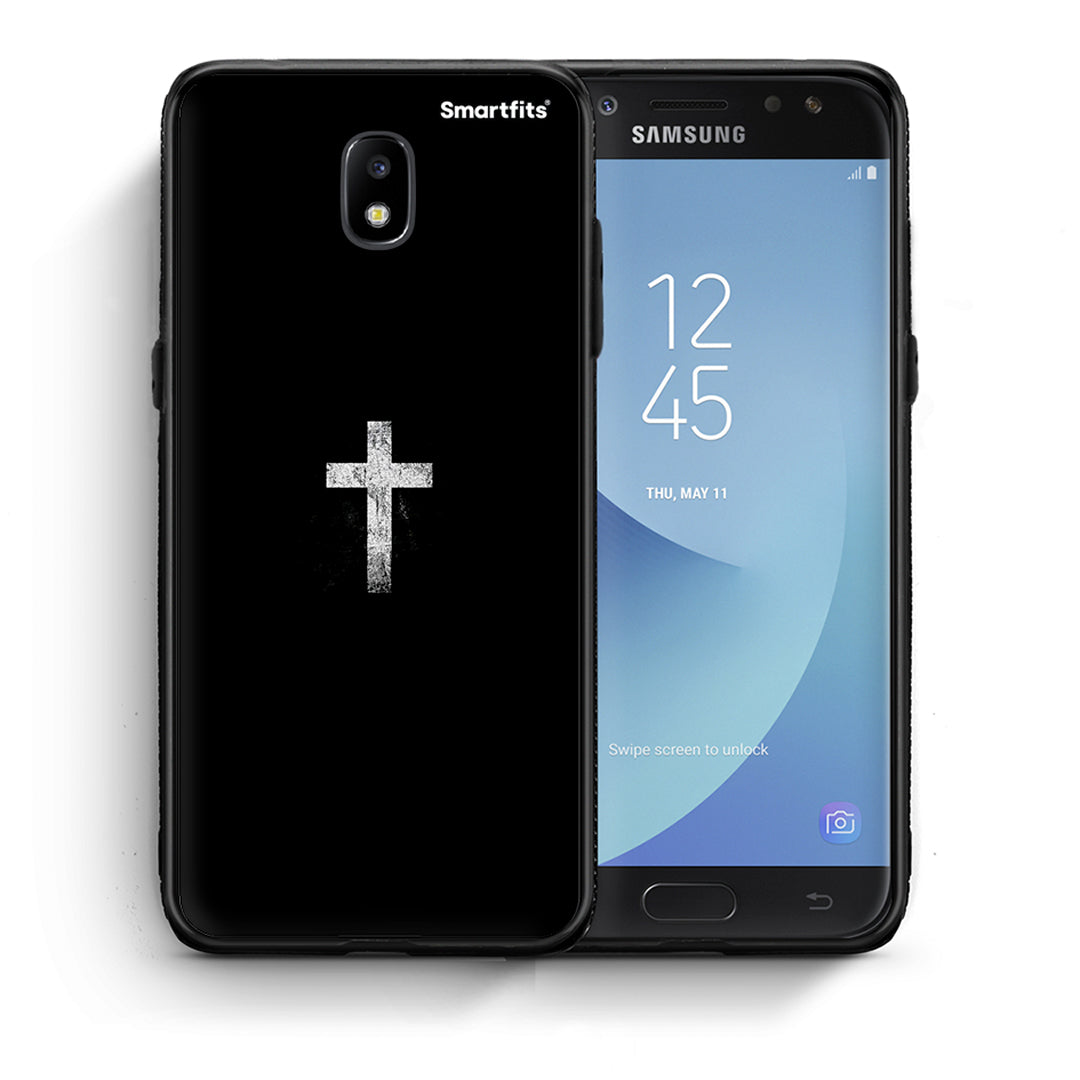 Θήκη Samsung J7 2017 White Cross από τη Smartfits με σχέδιο στο πίσω μέρος και μαύρο περίβλημα | Samsung J7 2017 White Cross case with colorful back and black bezels