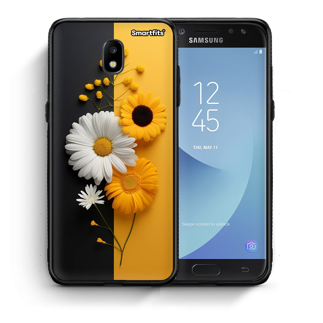 Θήκη Samsung J5 2017 Yellow Daisies από τη Smartfits με σχέδιο στο πίσω μέρος και μαύρο περίβλημα | Samsung J5 2017 Yellow Daisies case with colorful back and black bezels